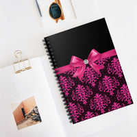 Small Spiral Notebook, 6x8in-Glam Passion Pink Bow-Passion Pink Lace-Black