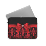 Laptop Sleeve-Red Bow-Red Lace-Black