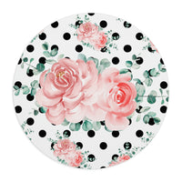 Mouse Pad-Lush Pink Floral-Black Polka Dots-White