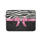 Laptop Sleeve-Glam Pink Bow-Zebra-Black Glitter