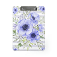 Clipboard-Soft Blue Floral-Soft Blue Horizontal Stripes-White