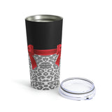 Tumbler 20oz-Glam Red Bow-Grey Leopard-Black