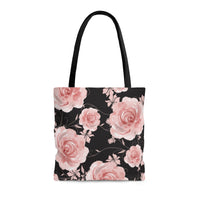 Tote Bag-Pink Rose-Pink Stencil-Black