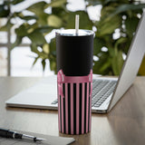 Skinny Tumbler, 20oz-Glam Pink Bow-Pink Pinstripes-Black