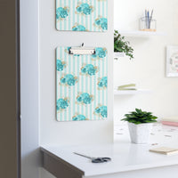 Clipboard-Aqua Blue-Floral Pinstripes