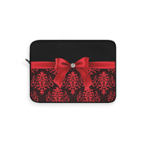 Laptop Sleeve-Red Bow-Red Lace-Black