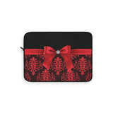 Laptop Sleeve-Red Bow-Red Lace-Black