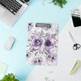 Clipboard-Soft Purple-Floral Stencil-White