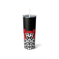 Skinny Tumbler, 20oz-Glam Red Bow-Snow Leopard-Black