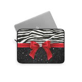 Laptop Sleeve-Glam Red Bow-Zebra-Black Glitter