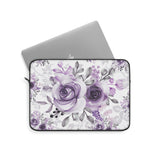 Laptop Sleeve-Soft Purple-Floral Stencil-White