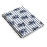 Spiral Notebook-Stormy Blue-Floral Pinstripes-Ruled Lined