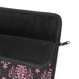 Laptop Sleeve-Glam Pink Bow-Pink Lace-Black