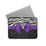 Laptop Sleeve-Glam Purple Bow-Zebra-Black Glitter