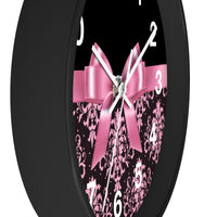 Wall Clock-Glam Pink Bow-Pink Lace-Black