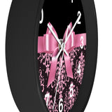 Wall Clock-Glam Pink Bow-Pink Lace-Black