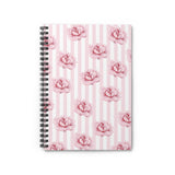 Spiral Notebook-Pink Floral-Pinstripes-Ruled Lined