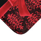 Bath Mat-Glam Red Bow-Red Lace-Black