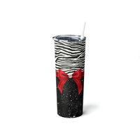 Skinny Tumbler, 20oz-Glam Red Bow-Zebra-Black Glitter