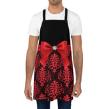 Apron-Glam Red Bow-Red Lace-Black