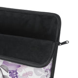 Laptop Sleeve-Soft Purple-Floral Stencil-White