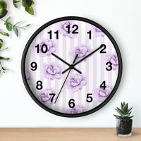 Wall clock-Purple Lilac-Floral Pinstripes