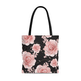 Tote Bag-Pink Rose-Pink Stencil-Black