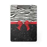 Clipboard-Glam Red Bow-Zebra-Black Glitter