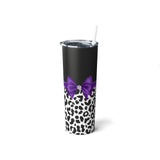 Skinny Tumbler, 20oz-Glam Purple Bow-Snow Leopard-Black