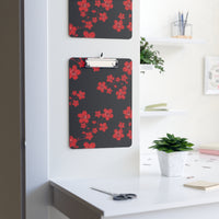 Clipboard-Red Floral Blossoms-Black