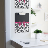 Clipboard-Glam Passion Pink Bow-Snow Leopard-Black