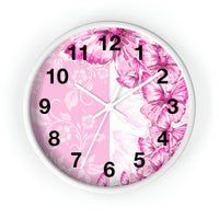 Wall Clock-Pink Butterfly Duo-White