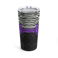 Tumbler 20oz-Glam Purple Bow-Zebra-Black Glitter