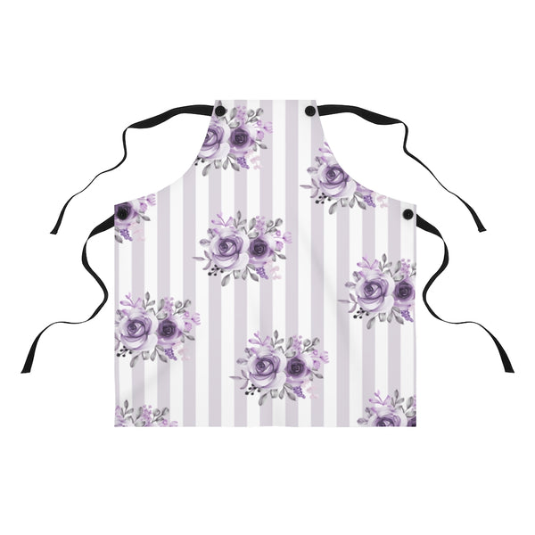 Apron-Stormy Purple-Floral Pinstripes