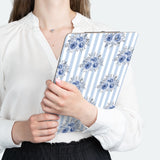 Clipboard-Soft Blue-Floral Pinstripes