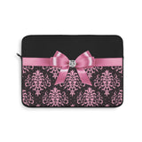 Laptop Sleeve-Glam Pink Bow-Pink Lace-Black