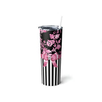 Skinny Tumbler, 20oz-Glam Pink Bow-Pink Black Stencil-Black White Pinstripes