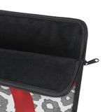 Laptop Sleeve-Glam Red Bow-Grey Leopard-Black