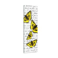 Canvas Art Panel 12"X36"in-Yellow Butterflies-Illegible Cursive -Variant 2