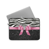 Laptop Sleeve-Glam Pink Bow-Zebra-Black Glitter