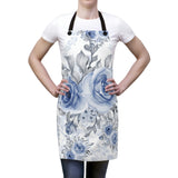 Apron-Stormy Blue-Floral Stencil-White
