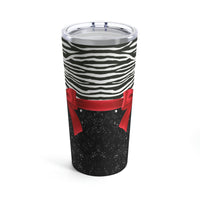 Tumbler 20oz-Glam Red Bow-Zebra-Black Glitter