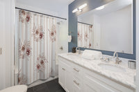 Shower Curtains-Neutral Browns-Floral Pinstripes