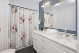 Shower Curtains-Neutral Browns-Floral Pinstripes