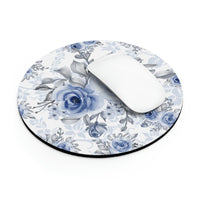 Mouse Pad-Stormy Blue-Floral Stencil-White