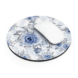 Mouse Pad-Stormy Blue-Floral Stencil-White