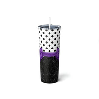 Skinny Tumbler, 20oz-Glam Purple Bow-Black Polka Dots-Black Glitter