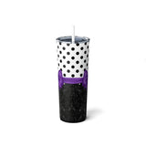 Skinny Tumbler, 20oz-Glam Purple Bow-Black Polka Dots-Black Glitter