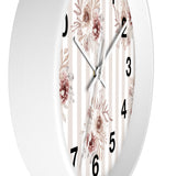 Wall clock-Neutral Browns-Floral Pinstripes