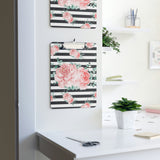 Clipboard-Lush Pink Floral-Black Horizontal Stripes-White